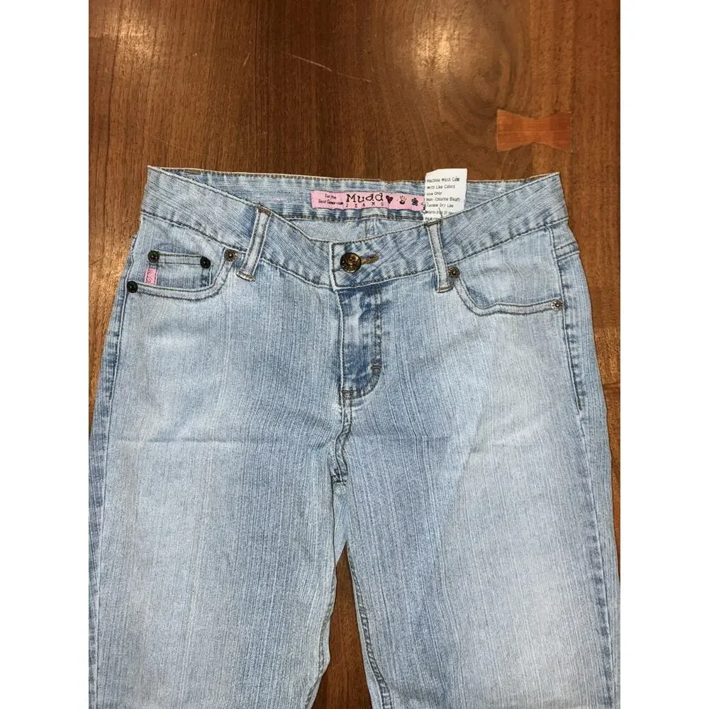 Vintage 90s, Y2K Mudd jeans Jr 3 Blue Low/Mid Rise Denim Flared / Bell‎ Leg